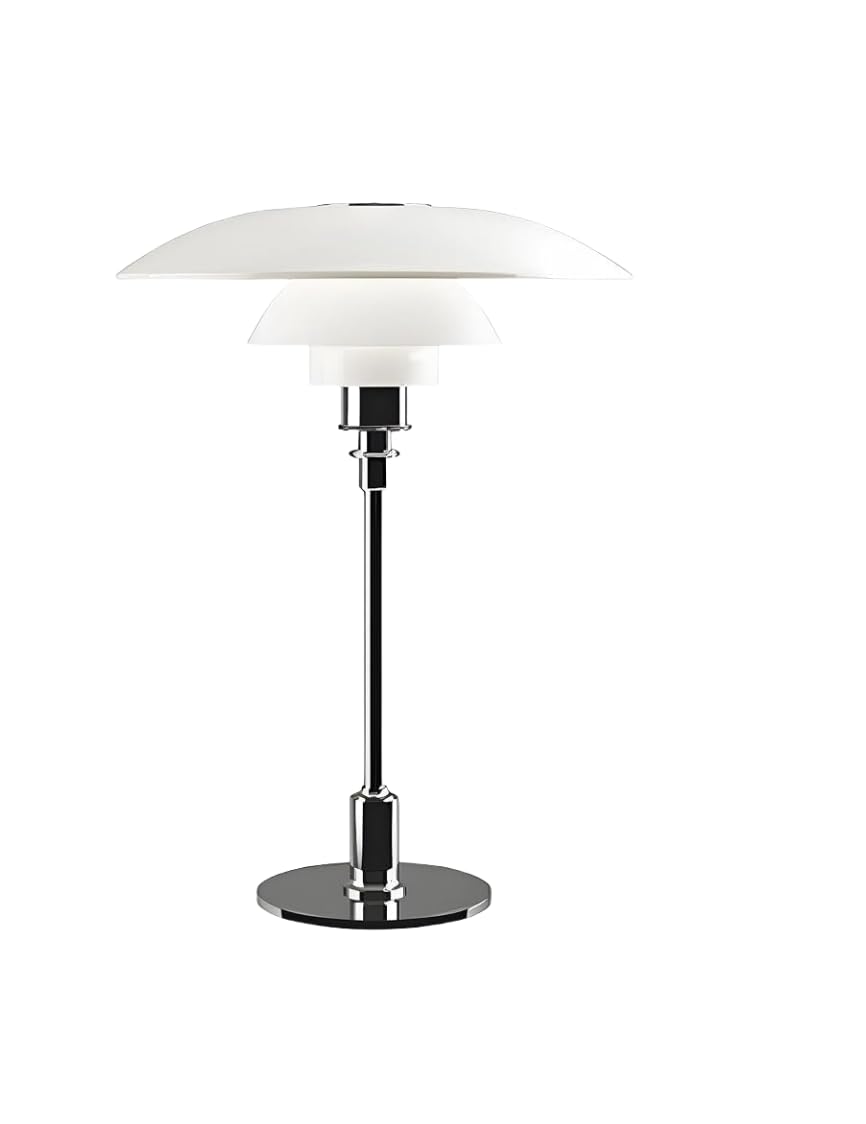 LIGHTLAND Modernist Table Lamp, White+Chrome