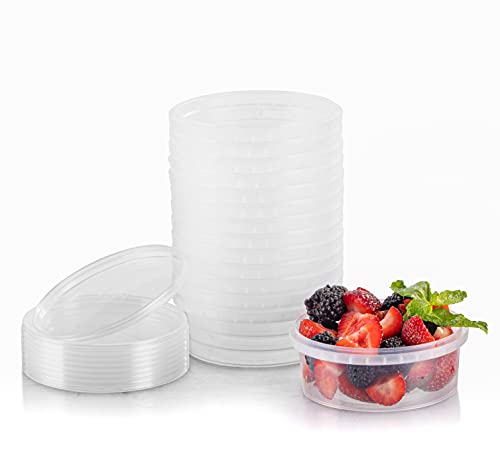 8-Oz. Round Clear Deli Containers With Lids | Stackable, Tamper-Proof Bpa-Free Food Storage Containers | Recyclable Space Saver Airtight Container For Kitchen Storage, Meal Prep, Take Out | 20 Pack #TOP20