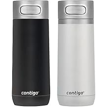 Contigo Luxe Vacuum Insulated Stainless Steel Travel Mug, 14 oz Each 2 Pack Licorice and Frosted Pearl