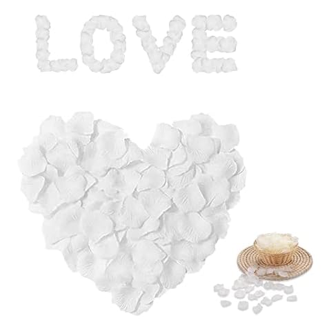 Rose Petals,Artificial Rose Petals,White Rose Petals,White Rose Petals,Faux Rose Petals,Valentine Rose Petals,for Wedding,Bath,Bed,Party, Birthday Table Decorations (1000pcs,White) Cover