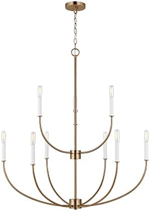 Sea Gull Lighting Greenwich-9 Light Chandelier in Casual Style-34 Inch Tall and 32 Inch Wide-Satin Brass Finish-Incandescent Lamping Type