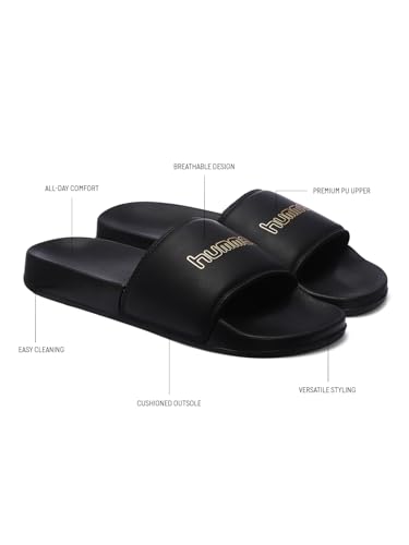 Image of hummel CLASSIC MEN SLIDERS Comfortable Cushioned Sole Arch Support Durable Lightweight Flexible Trendy Style Flip flops and Slippers Slides for Men Daily use Chappal