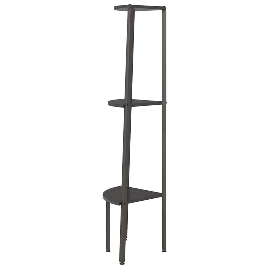 Scaffale angolare con 3 ripiani, nero, in legno e acciaio, 45,5 x 31,5 x 120 cm, salvaspazio, per soggiorno, studio, ufficio, sistema di scaffale aperto per libri e stoccaggio
