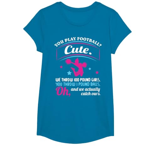 Cheerleading Quotes & Shirts You Play Football That's Cute T-Shirt, Girls, Sapphire Blue, Large