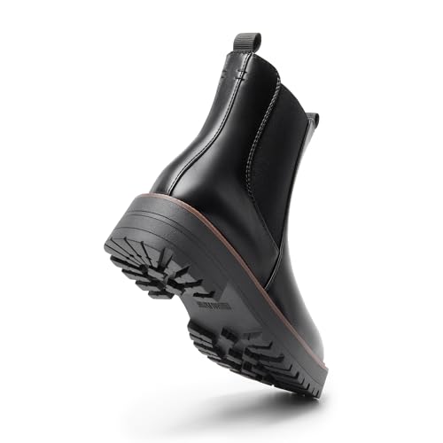 DREAM PAIRS Women's Chelsea Ankle Boots Square Toe Fashion Low Heel Lug Sole Platform Fall Booties Shoes3