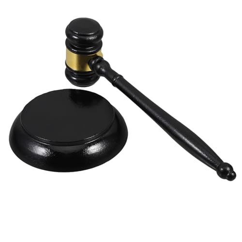 Martillo de juez negro y mazo de madera práctico para juicios