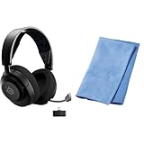 【公式セット品】SteelSeries ワイヤレス ゲーミングヘッドセット Arctis Nova 5P モンスターハンターワイルズに最適なイコライザー設定 ヘッドホン 軽量 無線 ワイヤレス PlayStation用 急速充電 60時間連続使用可能 調整可能 国内正規品 メーカー保証1年 61673 ブラックサンワサプライ クリーニングクロス