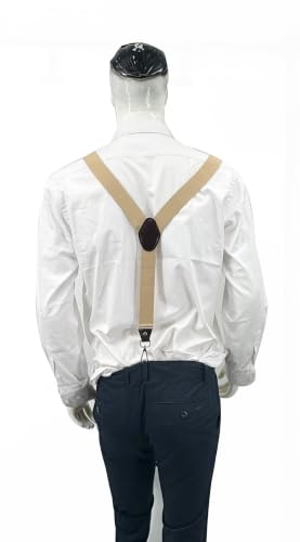 Image of Mens Suspenders with 3 Swivel Hooks Belt Loops 1.4 Inch Wide Heavy Duty Adjustable Braces