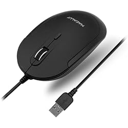 Macally Computer Mouse Wired, Silent USB Mice - Slim & Compact USB for Apple Mac or Windows PC Laptop/Desktop - Designed with Optical Sensor & DPI Switch - Simple - Black