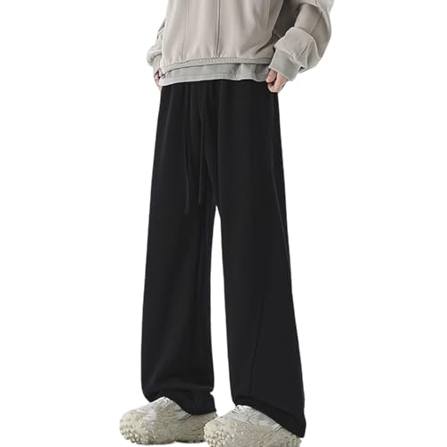 Men's Casual Wide Leg Pants Drawstring Waist Comfortable Loose Fit Trousers for Daily Wear Spring Summer Fashion