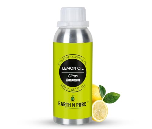 Image of Earth N Pure Lemon Essential Oil 100% Pure & Natural | for Diffuser, Aromatherapy, Skin Care, Hair Care & Cleaning | Citrus Aroma for Fresh Mood & Home Use | Undiluted Therapeutic Grade - 250ml
