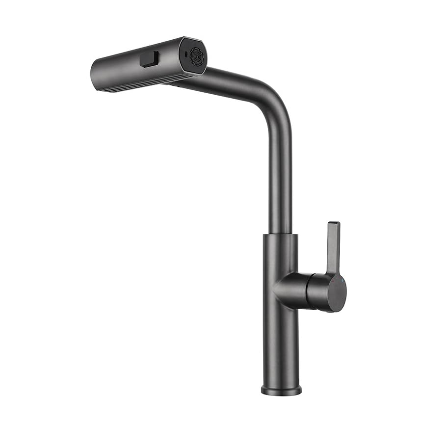Fauce de cuisine moderne gris au design haut de gamme avec cascade