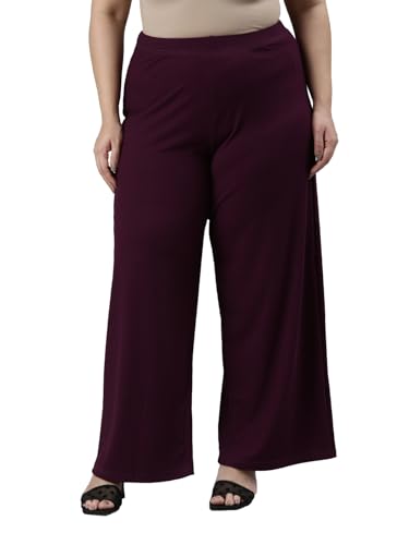 Image of GO COLORS Soft Rayon Blend Rib Palazzo Full Length for Women| Breathable, Mid Rise