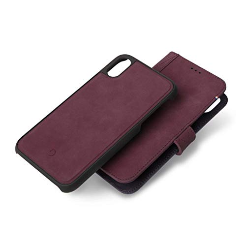 Decoded Detachable Wallet for iPhone Xs Max, 2-in-1 Wallet Case, Full Grain Leather, Detachable Magnetic Back Cover, 3 Card Holder, Shock Proof, Wireless Charge (Purple)