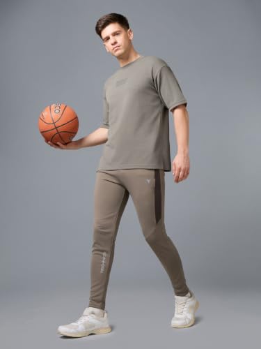 Image of TECHNOSPORT Men Printed Oversized Round Neck T-Shirt with COTFLEX, Dry Fit Sports Tee, Oversized Activewear T-Shirt for Gym, Running, Sports & Casual Wear