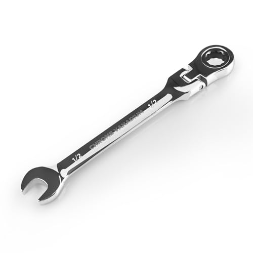 Image of Egofine 1 /2 Inch Ratchet Wrench Flex Head, Ratcheting Combination Wrench SAE, Industrial Grade Gear Spanner with 12 Point Box End, 72-Teeth Ratchet, Chrome Vanadium Steel