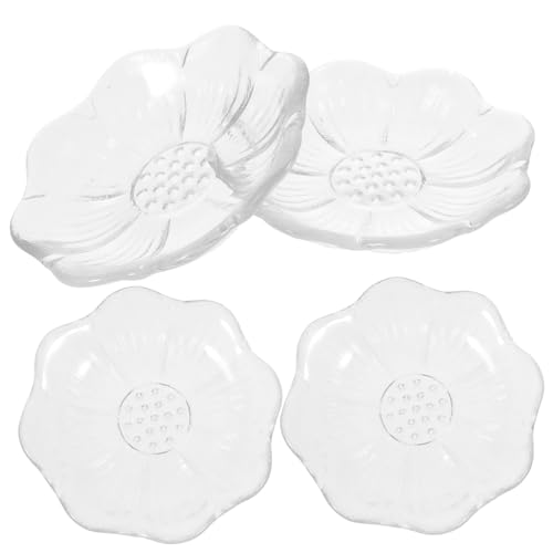 OUNONA 4 piezas Posavasos de Vidrio Transparente para Taza de Té Platos de Resistentes para Decoración de Mesa Hogar Cafetería y Restaurante Accesorios Prácticos y Duraderos para Té