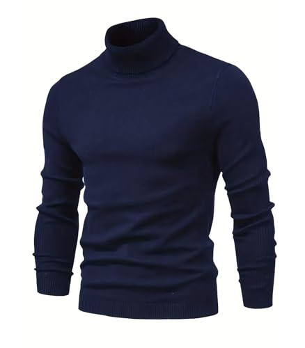INVACHI Mens Turtleneck Pullover Sweaters Slim Fit Long Sleeve Knitted Top Soft Warm Basic Thermal Sweaters3