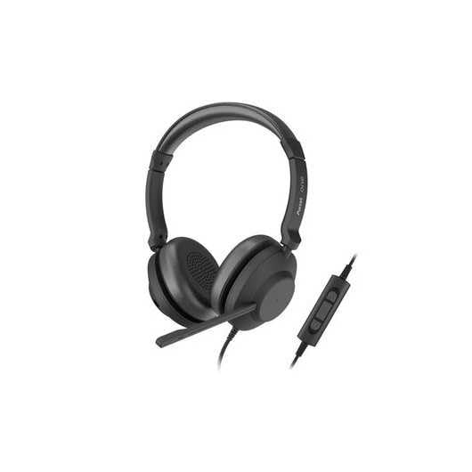 Słuchawki z mikrofonem, kabel 3,5 mm, czarny
