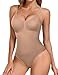 Tuopuda Body Contenitivo Modellante Donna Body Shaper Perizoma Bodysuit Guaina Contenitiva Shapewear Intimo Snellente Pancia Dimagrante Shaping con Reggiseno Spallino Regolabile, Caffè chiaro, M