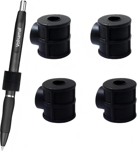 Volnamal 4-Pack Magnetic Pen Holder for Fridge & Whiteboard Strong Adjustable Silicone Organizer - Holds Pens Pencils Markers up to 1.3cm for Office Kitchen Workshop Classroom