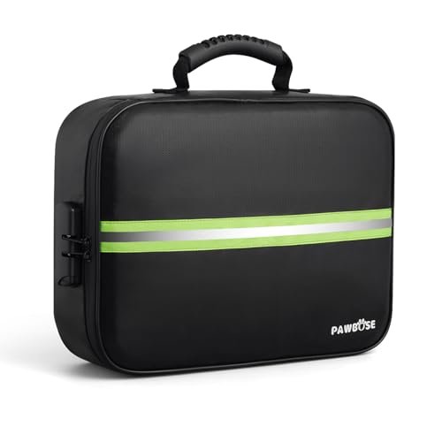 PAWBOSE Caja Fuerte Ignífuga con Cerradura, Bolsa para Documentos Ignífuga, Tarjeta, Certificado Importante con Organizadora de Varias Capas, Bolsa de Documentos para el hogar Oficina Viajes