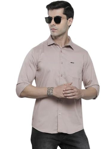 Image of The Indian Garage Co Men Slim Fit Solid Full Sleeves Spread Collar Casual Shirt