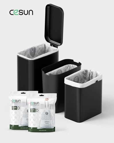 Cesun Code D Drawstring Trash Bags 90 Count, Pre Cut 2.6 Gallon / 10 Liter Small Trash Can Liners, White