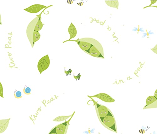 Burp Cloths for Twins, 2 Pack, 100% Soft Cotton Muslin, Oversized, Super Absorbent (Two Peas in a Pod Print)2