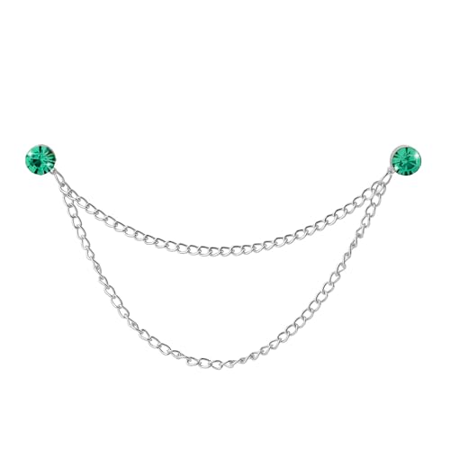 Pin de solapa de cadena dorada para trajes de hombre y camisas con broche de cristal