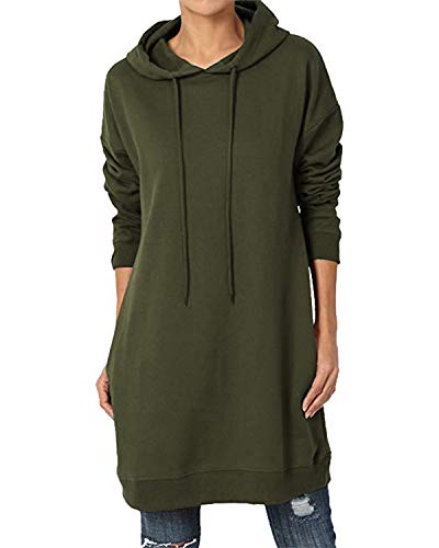 Kidsform Sudadera con Capucha para Mujer Hoodie Mujer Sudadera con Capucha de Otoño Sudadera con Bolsillo Sweatshirt Mujer D-Verde Militar L