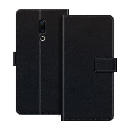 ESACMOT Funda de Cartera de Cuero Compatible con Meizu 16th Funda Tipo Libro con Tarjetero y Soporte, Cierre Magnético, Estilo Folio Resistente a (Negro)