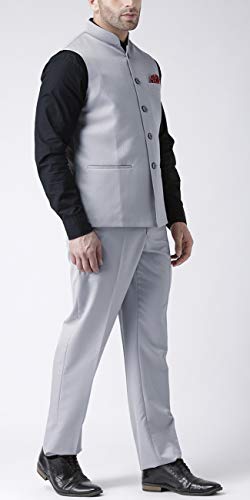 Image of hangup Men's Synthetic Notch Lapel Suit (2BasketTR Steelgrey 40 Grey
