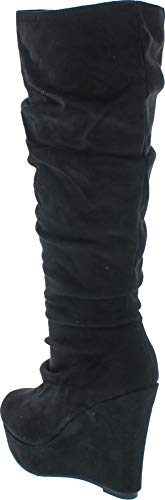 Women's Slouchy Platform Wedge Heel Knee High Boots3