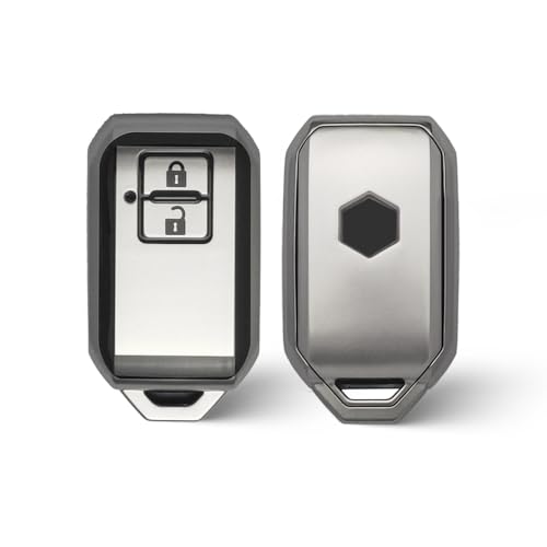 Keyzone® TPU Key Cover Compatible for Suzuki e Vitara, Fronx, jimny, Grand Vitara, Ertiga, Brezza, XL6,Swift,Dzire,Ignis 2button Smart Key. (Gunmetal)