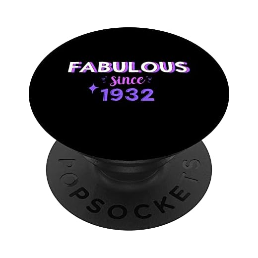 Camisetas de texto gráfico púrpura de 90 cumpleaños fabulosas desde 1932 PopSockets PopGrip Intercambiable