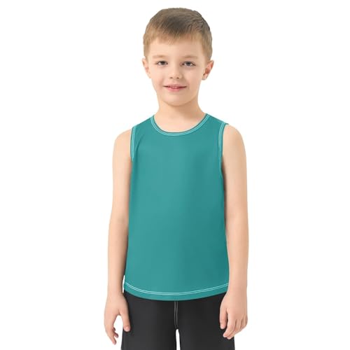 Sleeveless Tank Tops for Boys, Athletic Quick Dry Tank Undershirt for Kids Youth, Teal, 3-15 Y2