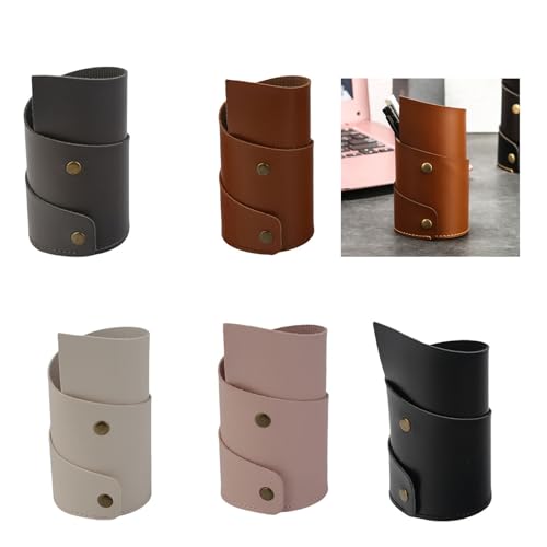 QINZITAO Organizador de brochas de maquillaje de piel sintética para escritorio, organizador de lápices de escritorio, organizador de escritorio de oficina, 65 x 110 mm - imagen 2