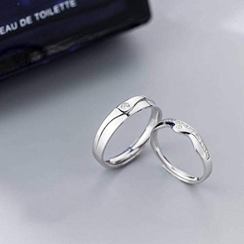Preisvergleich Produktbild S925 Silberring Paar Windverkrusteter Wellenring Temperament Persönlichkeit Offener Paarring, lwp, Dddd, Öffnung einstellbar