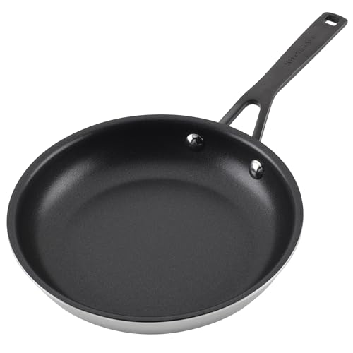 Image of KitchenAid 5-Ply Clad Stainless Steel and Nonstick Induction Frying Pans /Skillet Set, 8.25 Inch and 12.25 Inch - Polished Stainless Steel