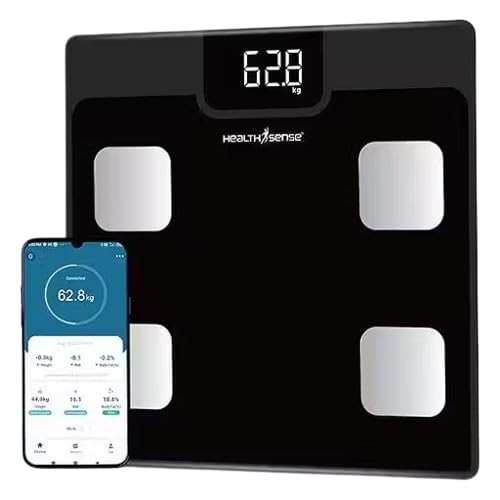 Generic Digital Personal Weighing Scale with a smartphone displaying weight data