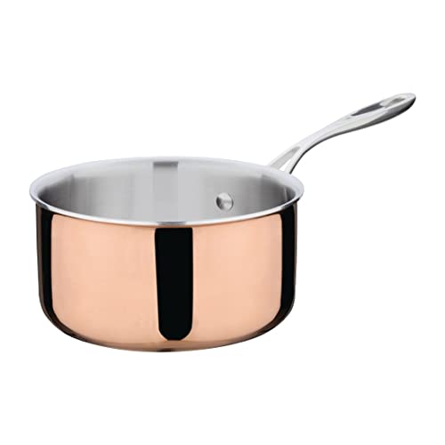 Vogue Casserole en cuivre 3 couches induction 180mm/2,3 litres, matériaux : aluminium acier cuivre à trois parois, compatible induction, couvercle vendu séparément...