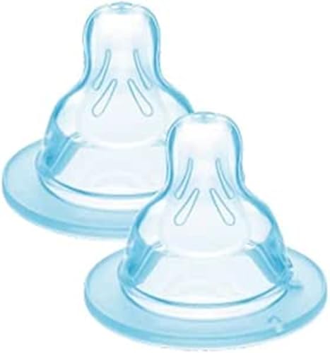 MAM Tettarella Misura 2 (Set da 2), Tettarella MAM piatta e simmetrica in morbido Silicone SkinSoft, Kit da 2 accessori neonato 2+ mesi per l'allattamento con latte materno e in latte polvere
