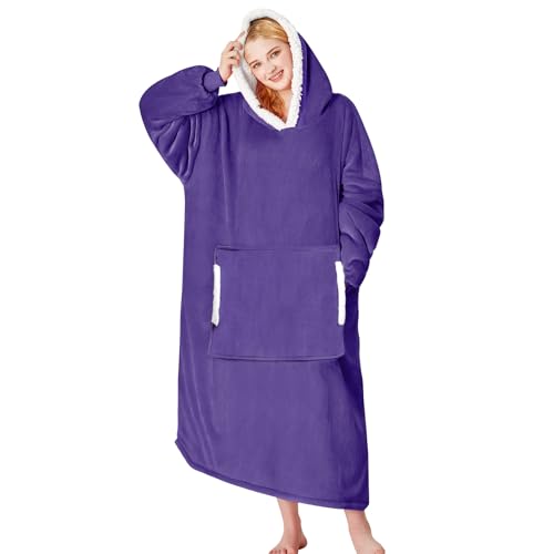 yescool Lavender Sherpa Wearable Blanket Hoodie