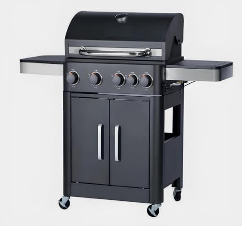 Barbecue a gas Ambra garden Colorado 4 fuochi + 1 fornello laterale piastra e griglia in ghisa