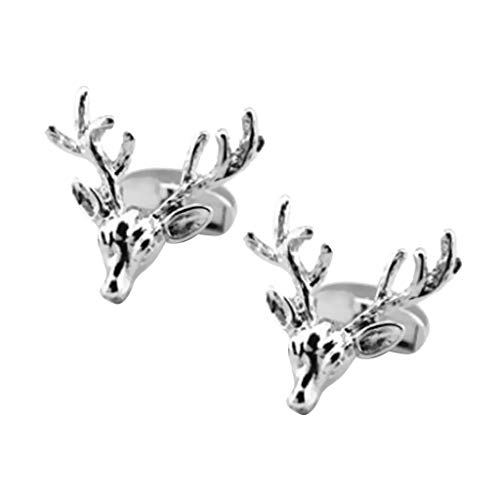Esquirla Camisa masculina com abotoaduras de animais para presente de casamento Chrismas E veado