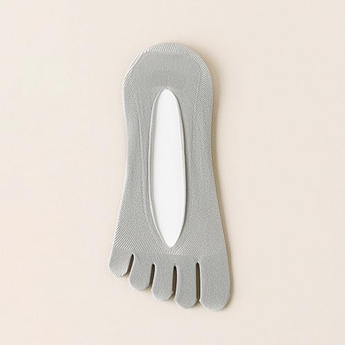 Qianly Five Toe Socks, Boat Socks, Breathable Ankle Toe Socks for Casual Ladies Girls, Gray2