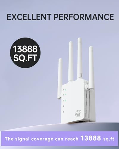 Image of WiFi Extender,Dual Band (5GHz + 2.4GHz) WiFi Booster for Home, Covers Up to 13,888 Sq.Ft and 150 Devices, WiFi Repeater with Ethernet Port, Quick Link,3-Min Easy Setup