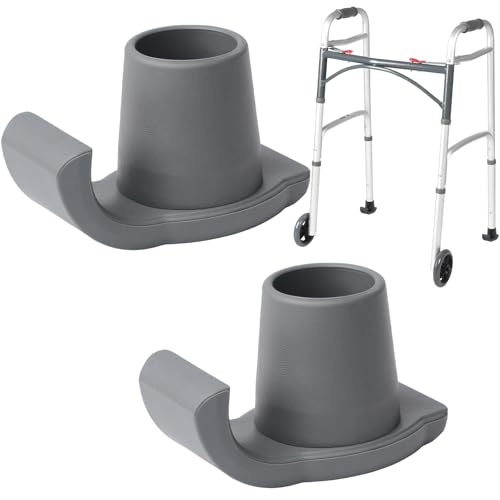 2 Pack Walker Ski Glides for Folding Walkers Smooth Gliding Replacement Feet Heavy Duty Walker Accessories for Seniors Universal 1 1/8 Inch Fit for Carpet Concrete & Hardwood Floors