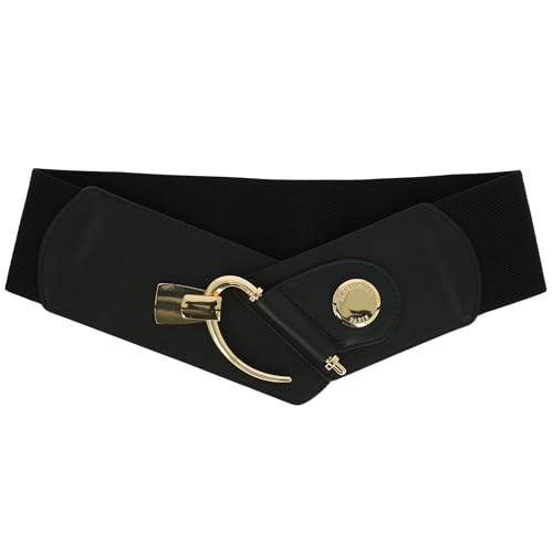 FASHIONGEN - Cowhide leather elastic belt for women, DARLENE4